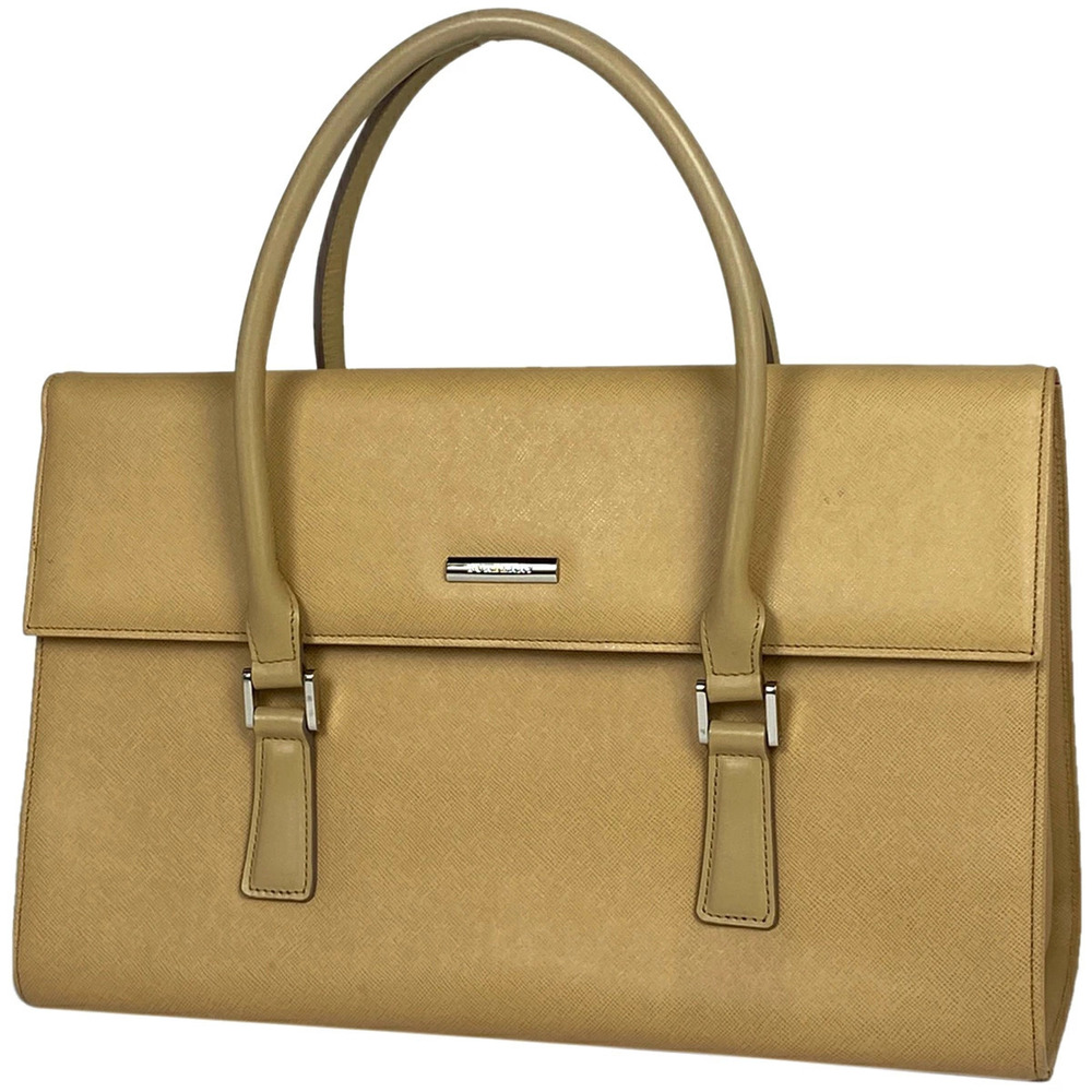 Burberry logo handbag tote bag leather beige - Picture 1 of 6